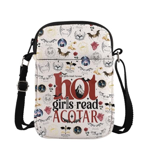 TSOTMO Romantasy Reader Bookish Gift Hot Girls Read Book Crossbody Bag for Book Lovers Fantasy Merch, Hot Read Cross, medium von TSOTMO