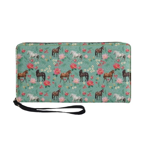 TSOVTHRID Damen-Geldbörse aus Leder, Blumenmuster, leicht, wasserdicht, Kreditkartenhalter, Geldbörse mit glattem Reißverschluss, für Damen, Arbeit, Reisen, Dating, Einkaufen, Pferd Floral TSOVTHRID Damen-Geldbörse aus Leder, Blumenmuster, leicht, wasserdicht, Kreditkartenhalter, Geldbörse mit glattem Reißverschluss, für Damen, Arbeit, Reisen, Dating, Einkaufen, Pferd Floral von TSOVTHRID