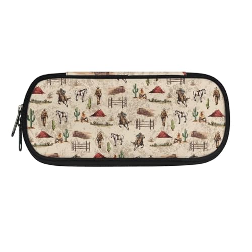 TSOVTHRID Federmäppchen, Federmäppchen, Organizer, ästhetisches Federmäppchen für Schulbedarf, Cowboy, Kosmetikkoffer von TSOVTHRID