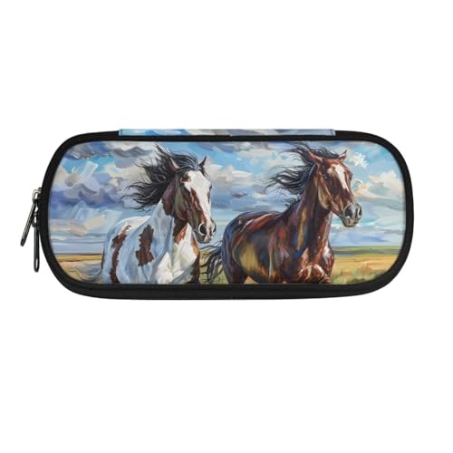 TSOVTHRID Federmäppchen, Federmäppchen, Organizer, ästhetisches Federmäppchen für Schulbedarf, Horse-10, Kosmetikkoffer von TSOVTHRID