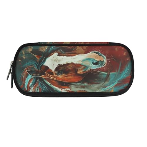 TSOVTHRID Federmäppchen, Federmäppchen, Organizer, ästhetisches Federmäppchen für Schulbedarf, Horse-2, Kosmetikkoffer von TSOVTHRID