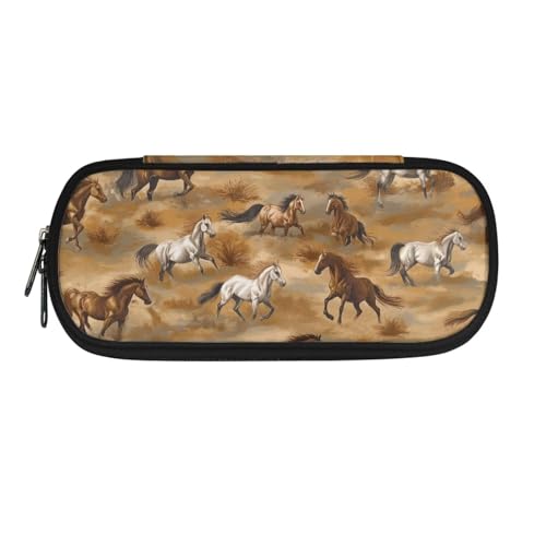 TSOVTHRID Federmäppchen, Federmäppchen, Organizer, ästhetisches Federmäppchen für Schulbedarf, Verschiedene Pferde, Kosmetikkoffer von TSOVTHRID