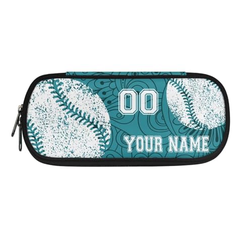 TSOVTHRID Federmäppchen, Organizer, individuelle Stiftebox, Schreibwaren-Tasche für die Schule, Baseball – Grüner Boho, Kosmetikkoffer von TSOVTHRID