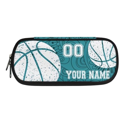 TSOVTHRID Federmäppchen, Organizer, individuelle Stiftebox, Schreibwaren-Tasche für die Schule, Basketball – Grüner Boho, Kosmetikkoffer von TSOVTHRID