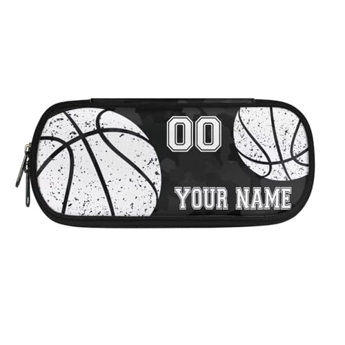 TSOVTHRID Federmäppchen, Organizer, individuelle Stiftebox, Schreibwaren-Tasche für die Schule, Basketball – Schwarz Camo, Kosmetikkoffer von TSOVTHRID
