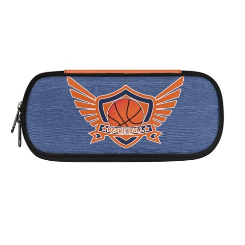 TSOVTHRID Federmäppchen mit großem Fassungsvermögen, einfaches Federmäppchen, Organizer für Schreibwaren, Basketball-Kunst-Design, Kosmetikkoffer von TSOVTHRID