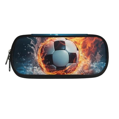 TSOVTHRID Federmäppchen mit großem Fassungsvermögen, einfaches Federmäppchen, Organizer für Schreibwaren, Fußball-Feuer, Kosmetikkoffer von TSOVTHRID