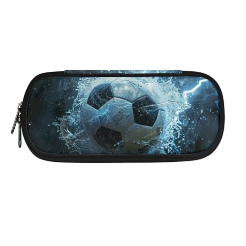 TSOVTHRID Federmäppchen mit großem Fassungsvermögen, einfaches Federmäppchen, Organizer für Schreibwaren, Fußball Wasser - Blau, Kosmetikkoffer von TSOVTHRID