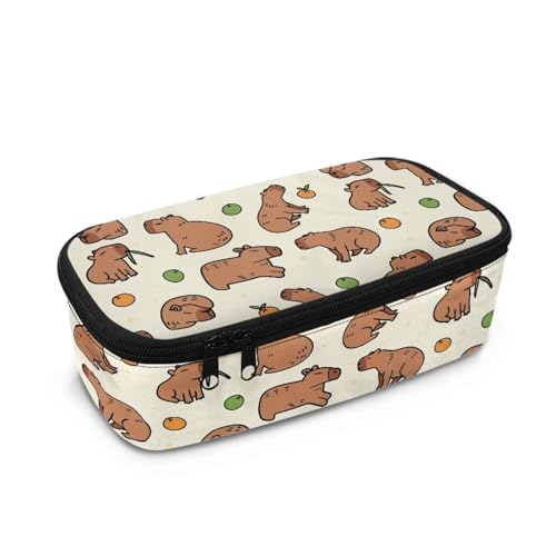 TSOVTHRID Federmäppchen mit großem Fassungsvermögen und Reißverschluss, für Mädchen und Schule, Capybara, Einheitsgröße, Schulranzen-Set von TSOVTHRID