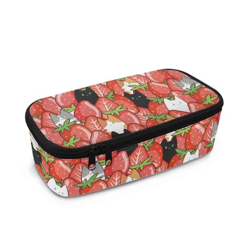 TSOVTHRID Federmäppchen mit großem Fassungsvermögen und Reißverschluss, für Mädchen und Schule, erdbeere, Einheitsgröße, Schulranzen-Set von TSOVTHRID