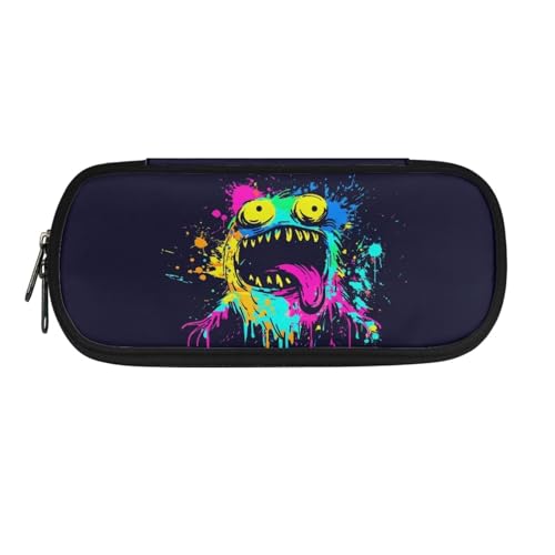 TSOVTHRID Federmäppchen mit mehreren Schlitzen, Federmäppchen, tragbare Make-up-Tasche für Büro, Aquarell-Monster, Kosmetikkoffer von TSOVTHRID