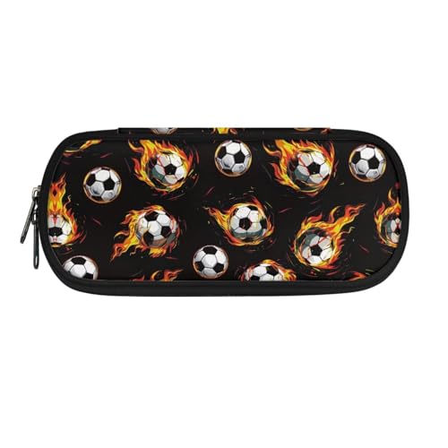 TSOVTHRID Großes Federmäppchen mit großem Fassungsvermögen, für Teenager, Jungen, Mädchen, Schule, Studenten, Fußball-Feuerkunst-Design, Kosmetikkoffer TSOVTHRID Großes Federmäppchen mit großem Fassungsvermögen, für Teenager, Jungen, Mädchen, Schule, Studenten, Fußball-Feuerkunst-Design, Kosmetikkoffer von TSOVTHRID