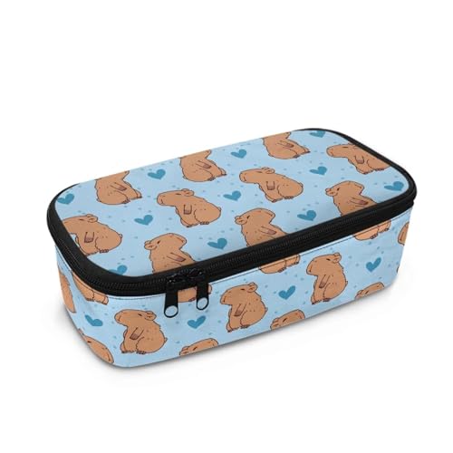 TSOVTHRID Kawaii trendiges Federmäppchen mit glattem Reißverschluss für Mädchen für den täglichen Gebrauch, Capybara-Herz, Einheitsgröße, Schulranzen-Set von TSOVTHRID