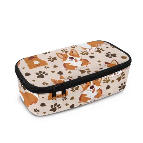 TSOVTHRID Kawaii trendiges Federmäppchen mit glattem Reißverschluss für Mädchen für den täglichen Gebrauch, Corgi Paw, Einheitsgröße, Schulranzen-Set von TSOVTHRID