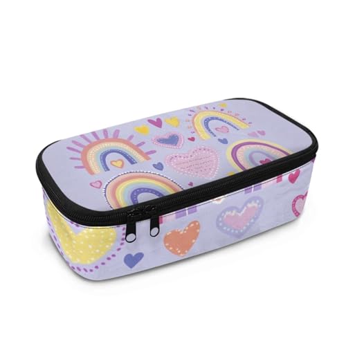 TSOVTHRID Kawaii trendiges Federmäppchen mit glattem Reißverschluss für Mädchen für den täglichen Gebrauch, regenbogenfarben, Einheitsgröße, Schulranzen-Set von TSOVTHRID