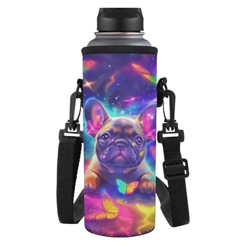 TSOVTHRID Modische tragbare Wasserflasche mit Gurt für Mädchen zum Spazierengehen, Galaxie-Mops, Einheitsgröße, Schulranzen-Set von TSOVTHRID