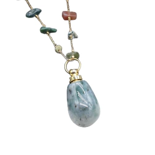 Halskette mit Anhänger aus Naturstein, Parfümflasche, Charm, ätherisches Öl, Diffusor, unregelmäßige Steinkette, 19 x 35 mm, 80 cm Halskette mit Anhänger aus Naturstein, Parfümflasche, Charm, ätherisches Öl, Diffusor, unregelmäßige Steinkette, 19 x 35 mm, 80 cm von TSRING