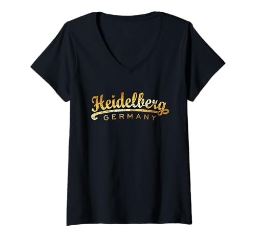 Damen Heidelberg Germany Classic (Vintage Gelb) Heidelberg T-Shirt mit V-Ausschnitt von TSS Heidelberg T-Shirts und Geschenke