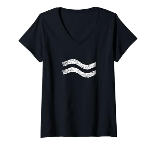 Damen Sternzeichen Wassermann (Vintage Weiß) Wassermann T-Shirt mit V-Ausschnitt von TSS Sternzeichen Wassermann T-Shirts & Geschenke