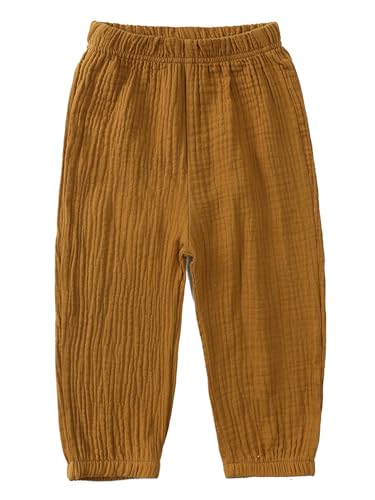 TSSOE Baby Jungen Mädchen leichte Lange Hose Anti-Moskito Bloomers Jogginghose Baumwolle Klimahose Kleinkind Sommerhose für 1-8 Jahre Hellbraun 104-110 von TSSOE