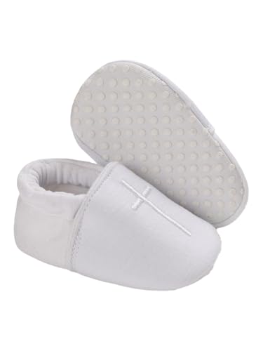 TSSOE Baby Mädchen Jungen Lederpuschen Krabbelschuhe Neugeborene Lauflernschuhe Kleinkind Taufe Schuhe In Weiß A Weiß 0-6 Monate von TSSOE