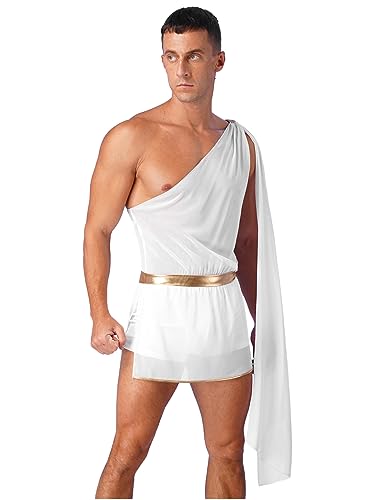 TSSOE Erwachsener Kaiser Römer Kostüm Griechischer Gott Kostüm Karneval Kostüm Römische Toga Erwachsene Toga Kostüm Tunika mit/ohne Zubehör Weiß B L von TSSOE