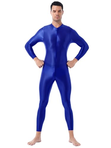 TSSOE Herren Transparente Overall Einteiler Jumpsuit Ganzkörper Unterwäsche Lange Unterhose Strumpfhose mit Penishülle Sexy Dessous Blau C Einheitsgröße von TSSOE