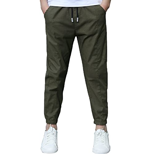 TSSOE Jungen Mädchen Cargohosen Lange Hose Mit Gummizug Casual Baumwolle Jogginghose Sporthose Freizeithose Herbst Winter Kleidung Armeegrün N 110-116 von TSSOE