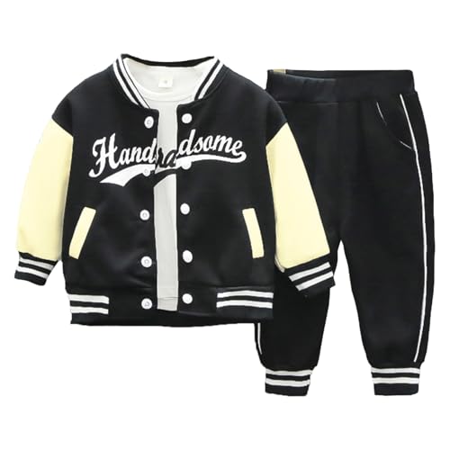TSSOE Kleinkind Baby Jungen Mädchen Bekleidungsset Jogginganzug Sportanzug Baumwolle Langarm Jacke Sweatjacke Und Sporthose Kleidung Set Schwarz 80-92 TSSOE Kleinkind Baby Jungen Mädchen Bekleidungsset Jogginganzug Sportanzug Baumwolle Langarm Jacke Sweatjacke Und Sporthose Kleidung Set Schwarz 80-92 von TSSOE
