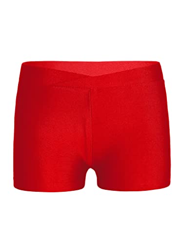 TSSOE Mädchen Shorts Elastische Sporthose Hotpants Kurz Hose Trainingshose Fitness Laufhose Sportshorts Ballett Tanz Yoga Gym Freizeit Training Leggings Z Rot 152 von TSSOE