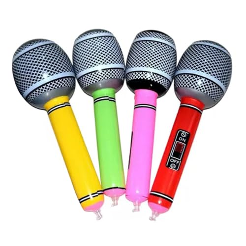TSUOUKL 4 Stück Aufblasbare Mikrofone, Inflatable Mikrofone für 80er/90er-Partys und Konzerte - Lustige Aufblasbare Musikinstrumente für Kinder und Erwachsene von TSUOUKL