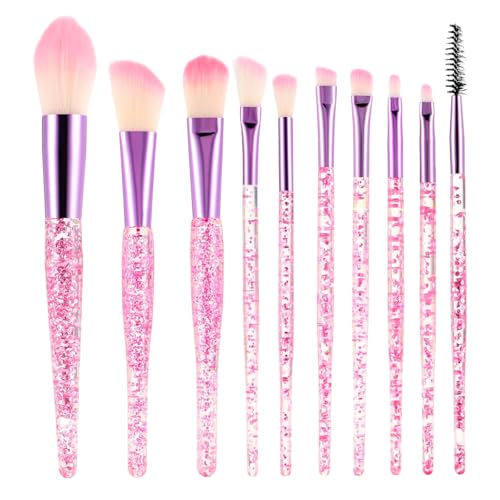 TSUOUKL Glitzer Kristall Make up Pinsel Set, 10 Teilig Bling Foundation-Pinsel Makelloser Puderpinsel Highlight-Pinsel Concealer Pinsel für Eyeliner Rouge Schminkpinsel von TSUOUKL