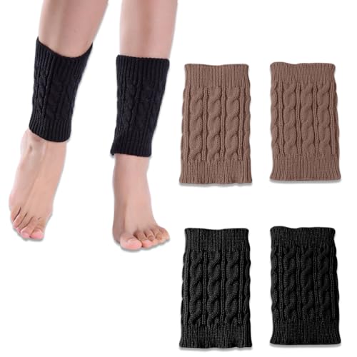 TSUWNO 2 Paare Damen Beinstulpen Winter Warme Kurze Beinwärmer Strick Legwarmer für Damen und Mädchen, Stulpen Damen Winter Beinwärmer als Stiefel-Abdeckung für Wärme im Winter. von TSUWNO