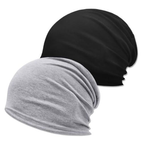 TSUWNO 2 Stück Unisex Beanie Mütze aus klassischem Strickstoff für Damen und Herren. Lange Slouch Beanie für den Winter und Übergangszeit. Leicht und bequem. von TSUWNO