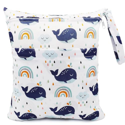 TSUWNO wasserdichte Wickeltasche & Nasstaschen Set - Praktisches Organizer-Set für Unterwegs mit Baby: Große Wiederverwendbare wasserdichte Taschen mit Reißverschluss, zum Verstauen von Stoffwindeln. von TSUWNO