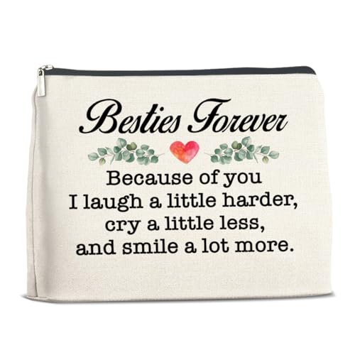 TSUYAWU Bestie Gifts Make-up-Tasche, Freundschaftsgeschenke für Frauen, Freunde, beste Freunde, Geburtstag, Weihnachten, Abschlussgeschenke, Bestie Forever Kosmetiktasche mit Reißverschluss, von TSUYAWU