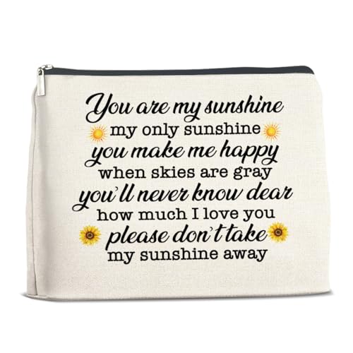 TSUYAWU Inspirierende Geschenke für Frauen Mädchen, motivierende Geschenke für Mutter, Tochter, Freunde, Schwester, Bestie, You Are My Sunshine Make-up-Tasche, Reißverschluss Reisetasche, Mehrfarbig von TSUYAWU