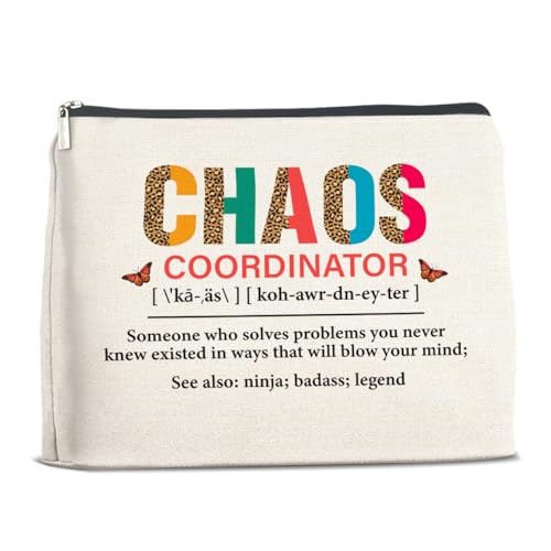 TSUYAWU Thank You Gifts for Women, Appreciation Gifts for Mom Coworker Friend Work Bestie Boss Lady Teacher Nurse Doctor, Chaos Coordinator Makeup Bag Zipper Travel Pouch, Mehrfarbig von TSUYAWU