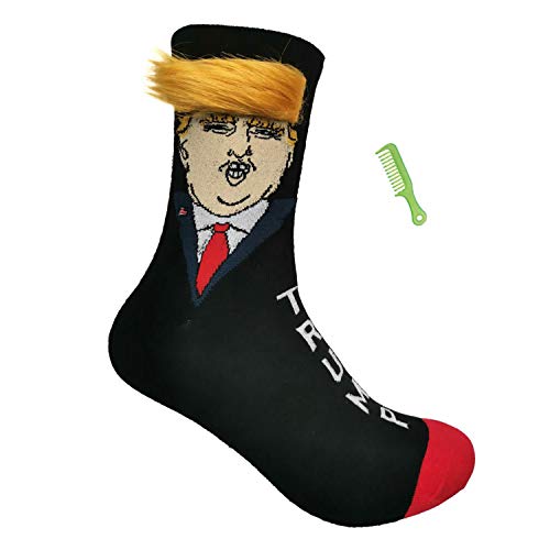 TSWRK 2 Paare Socken Trump-Socken mit Haaren und USA-Flagge Socken Damen Herren von TSWRK