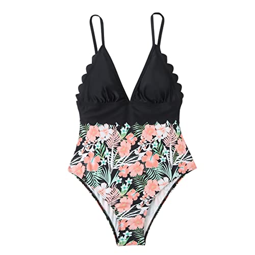 TSWRK Badeanzug Damen Bademode sonnendurchlässige Leopard Push Up Beachwear Einteiliger Swimsuits Strandkleidung, Blume Schwarz TSWRK Badeanzug Damen Bademode sonnendurchlässige Leopard Push Up Beachwear Einteiliger Swimsuits Strandkleidung, Blume Schwarz von TSWRK
