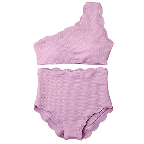 TSWRK Damen Badeanzug Einfarbig One Shoulder Tankini Bikini Set Bademode Badebekleidung Strandmode Strandkleidung von TSWRK