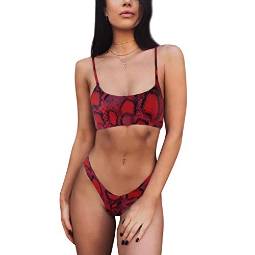 TSWRK Damen Bikini Set Cutout Bikini Split Swimsuits Leopard Schlange Badeanzug Zweiteiliger Bademode Push-Up Badeanzug von TSWRK