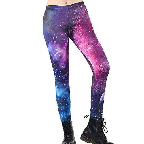 TSWRK Damen Galaxy Leggings Digital gedruckt engen Leggings Hosen Render Hosen für Frauen Mädchen Teen, violett, XXL von TSWRK