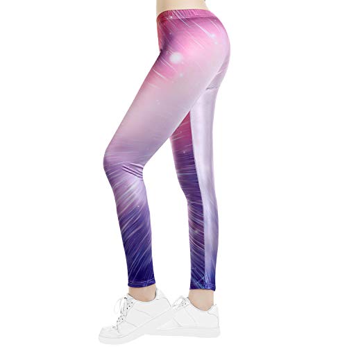 TSWRK Damen Galaxy Leggings Skinny Elastische Leggins Frau Galaxie Space Patterned Weltraum Weltall Sternenhimmel Print Style Stretch Pink von TSWRK