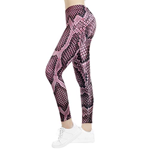 TSWRK Damen Leggings Schlange Yoga Legging Snake Print Lang Hohe Taille Damen Hose Stretchy Yogahose von TSWRK