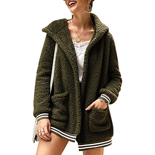 TSWRK Damen Mantel Oversize Fleece Plüschjacke Langarm Cardigan Outwear Teddyjacke von TSWRK