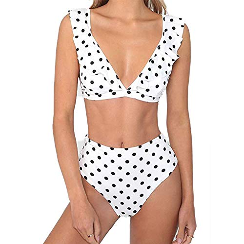 TSWRK Damen Triangel Bikini Set Retro Zweiteilige Swimsuits Push-up Bikini Punkte Strand Badeanzug von TSWRK