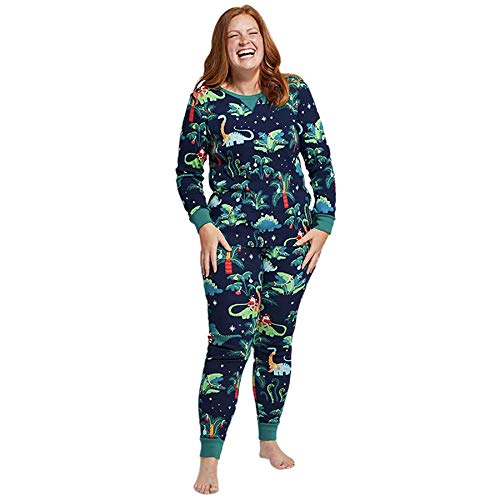 TSWRK Familien Schlafanzug Familien Pyjama Dinosaurier Print Homewear Set Nachtwäsche für Damen von TSWRK