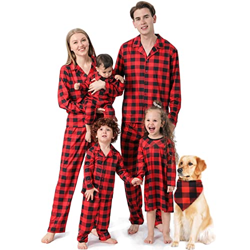 TSWRK Familien Schlafanzug Familien Pyjama Plaid Homewear Set Nachtwäsche für Damen Herren Kinder Haustier, Damen, S von TSWRK