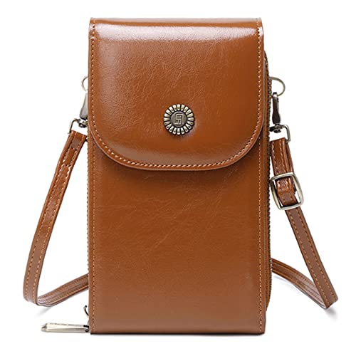 TSWRK Leder Geldbörse Herren Damen Mini Vintage RFID Schutz Geldbeutel Damen Herren Portemonnaie mit Reißverschluss, Braun von TSWRK